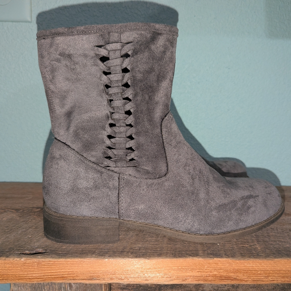 Dolce By Mojo Moxy Charcoal Ankle Boots with Braided‎ Detail